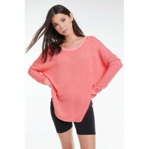 WildFox Perry Thermal Top Coral Pink Size Small